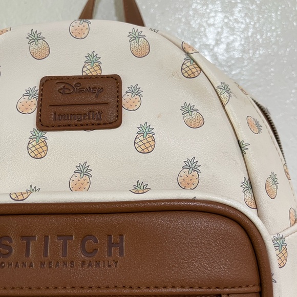 Loungefly Cream Pineapple Stitch Mini Backpack with Brown Trim main image 4